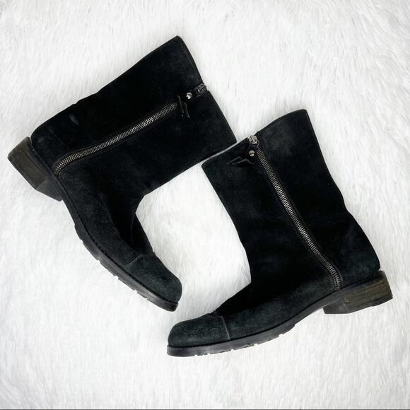 STUART WEITZMAN / Duluth black suede leopard fold over boots / 7.5 - Picture 1 of 9